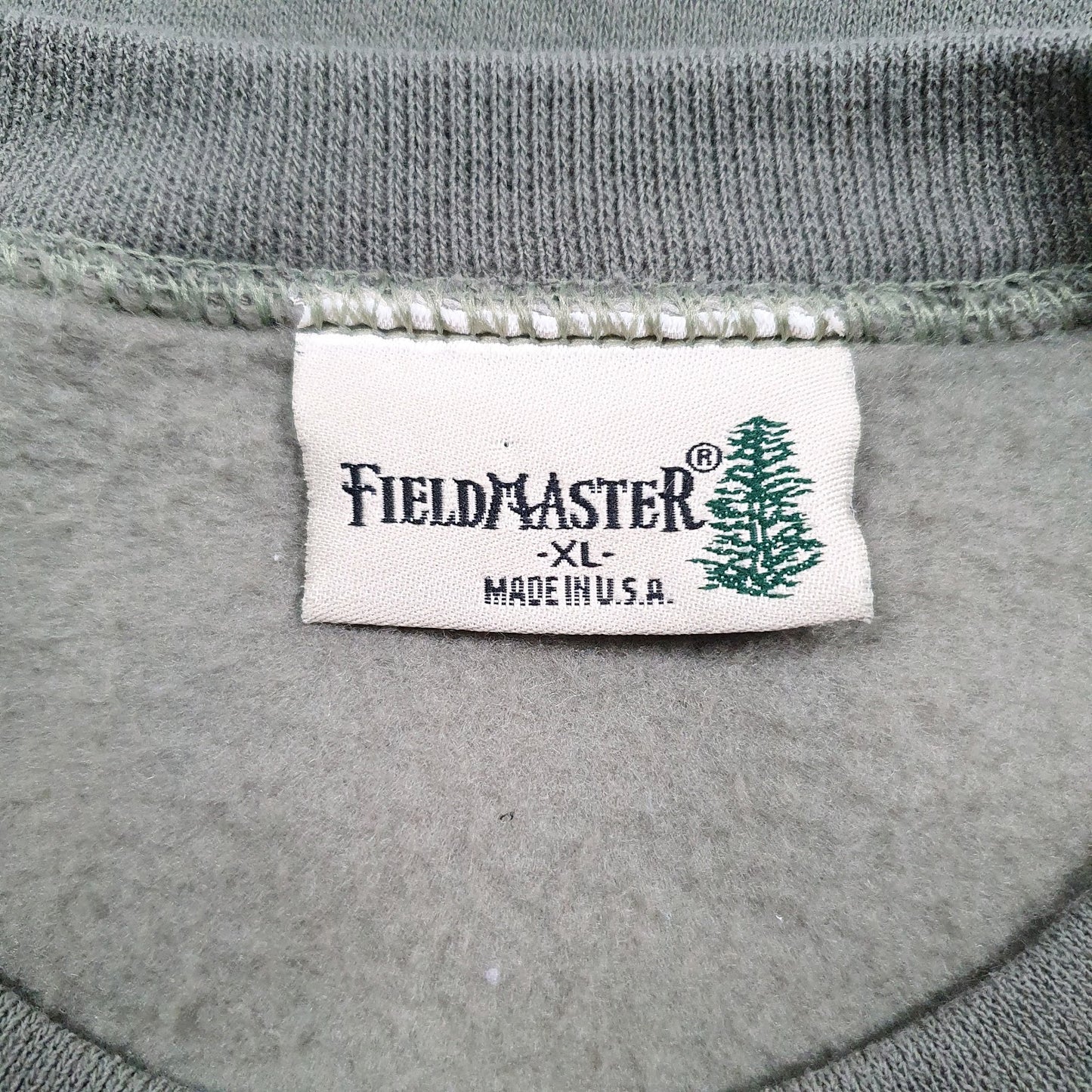 Mens Green Field Master Graphic Vintage 90s Made In USA Crewneck Jumper