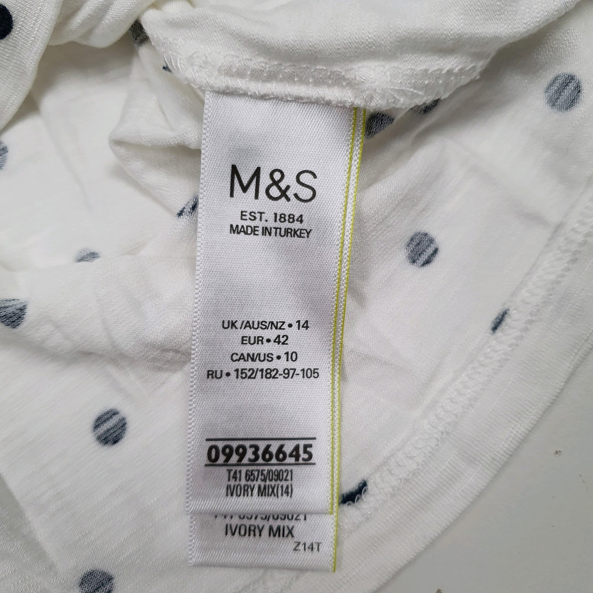 Womens White M&S Polka Dot Low Cut  T Shirt
