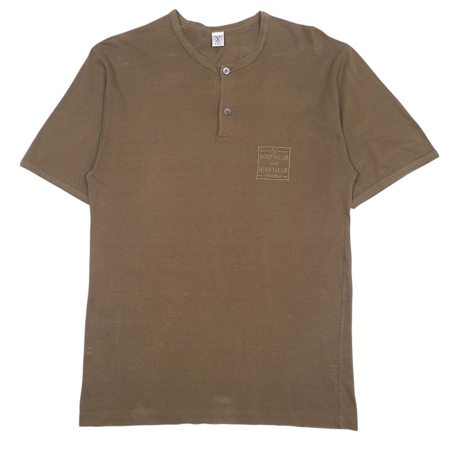 Mens Brown Valentino Vintage Henley Short Sleeve T Shirt