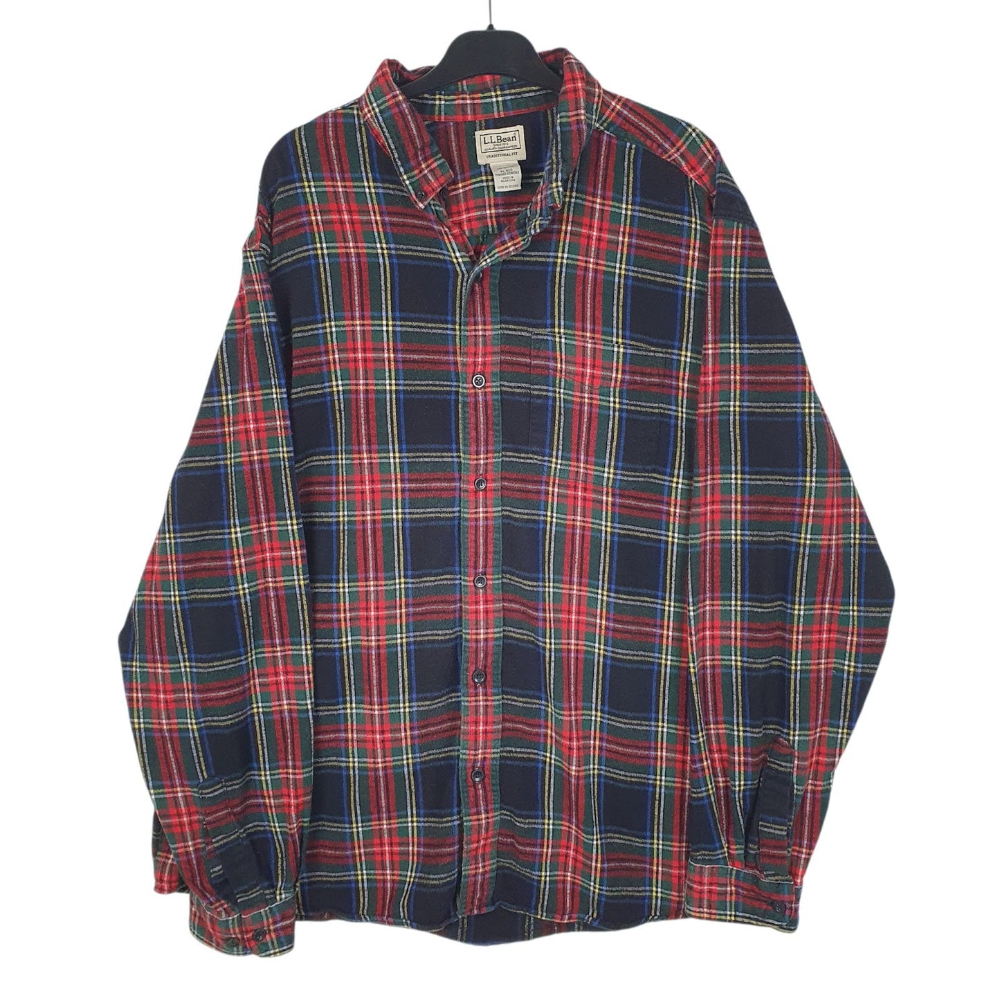 Mens Black L.L.Bean Flannel Long Sleeve Shirt