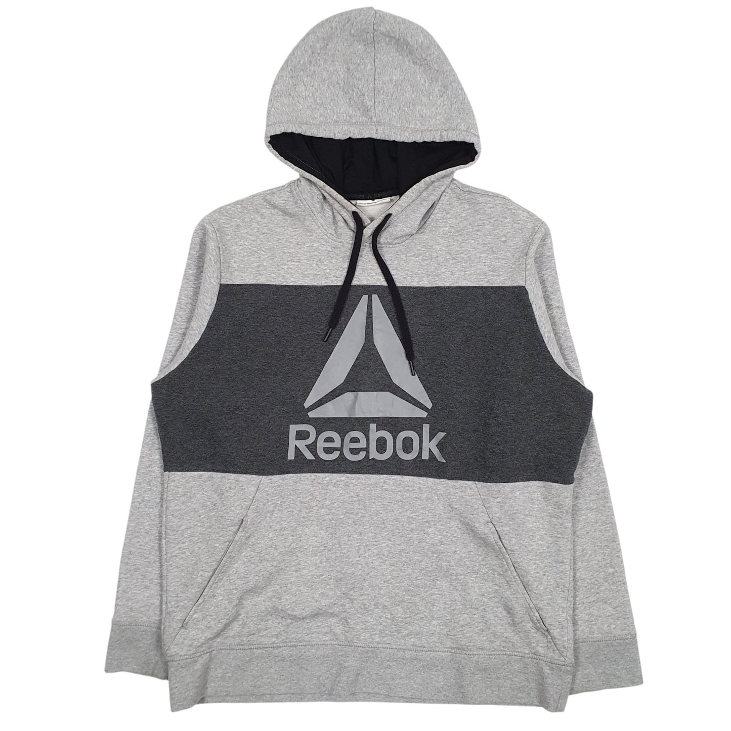 Mens Grey Reebok Spellout Hoodie Jumper