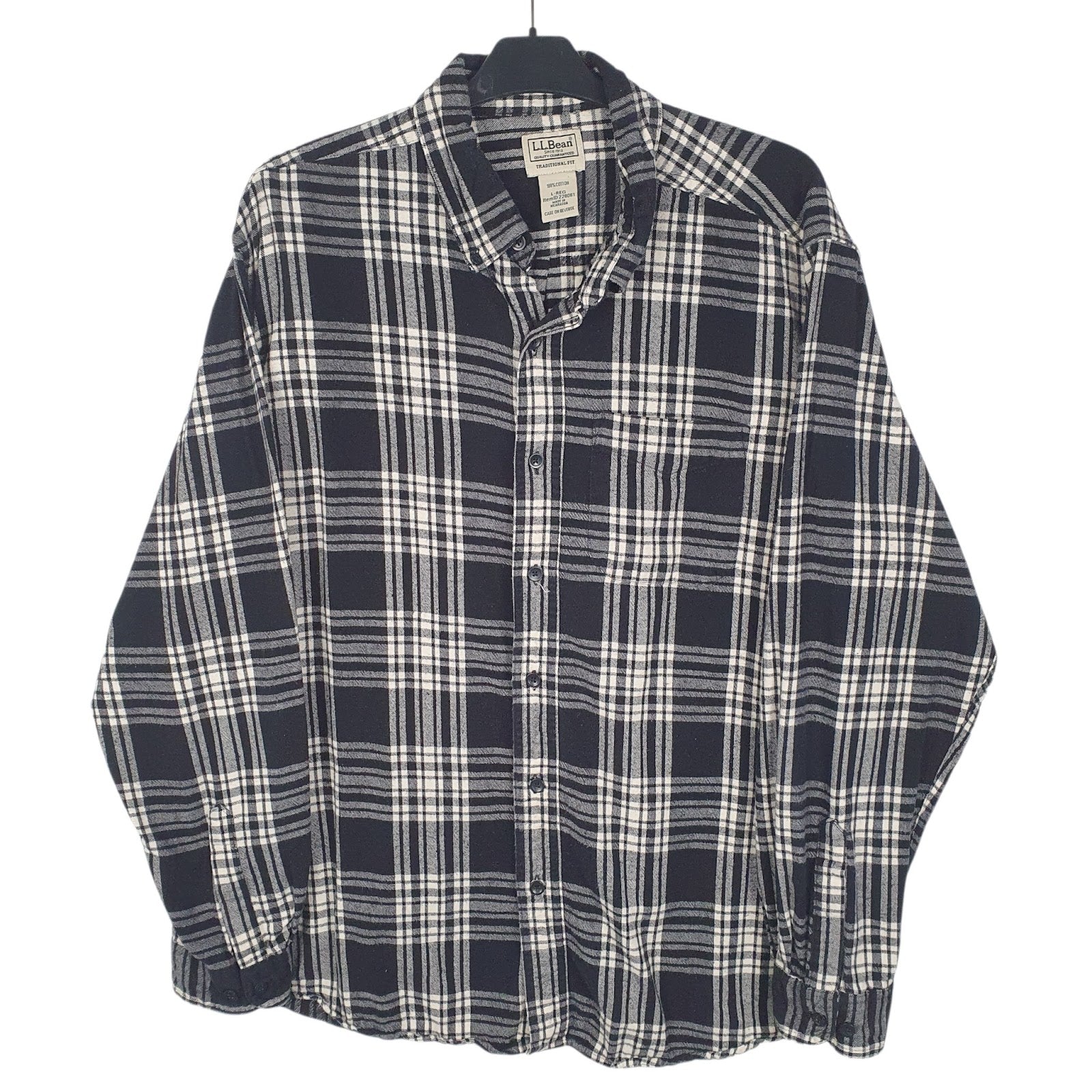 Mens Grey L.L.Bean Flannel Long Sleeve Shirt