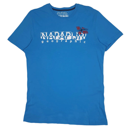 Mens Blue Napapijri Spellout Short Sleeve T Shirt