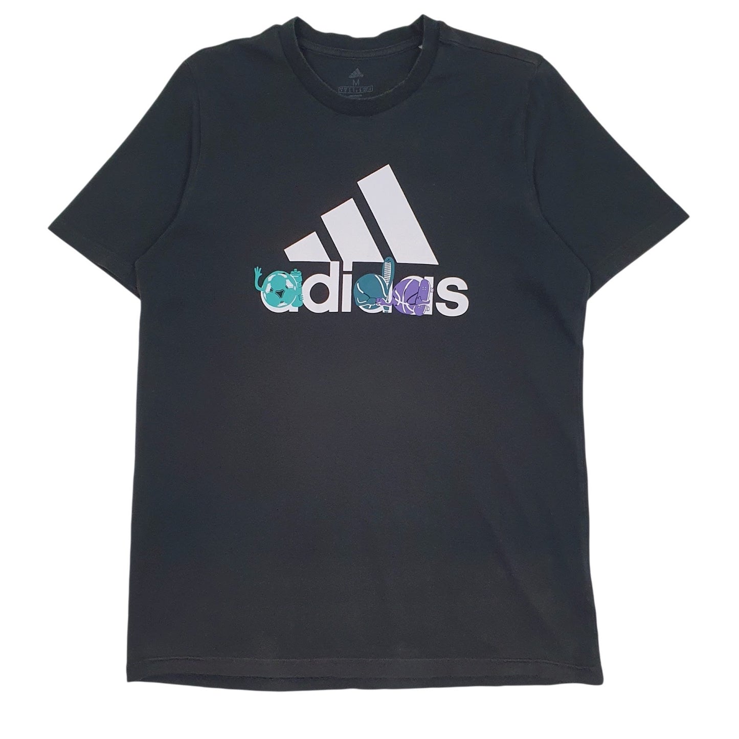Mens Black Adidas Spellout Short Sleeve T Shirt