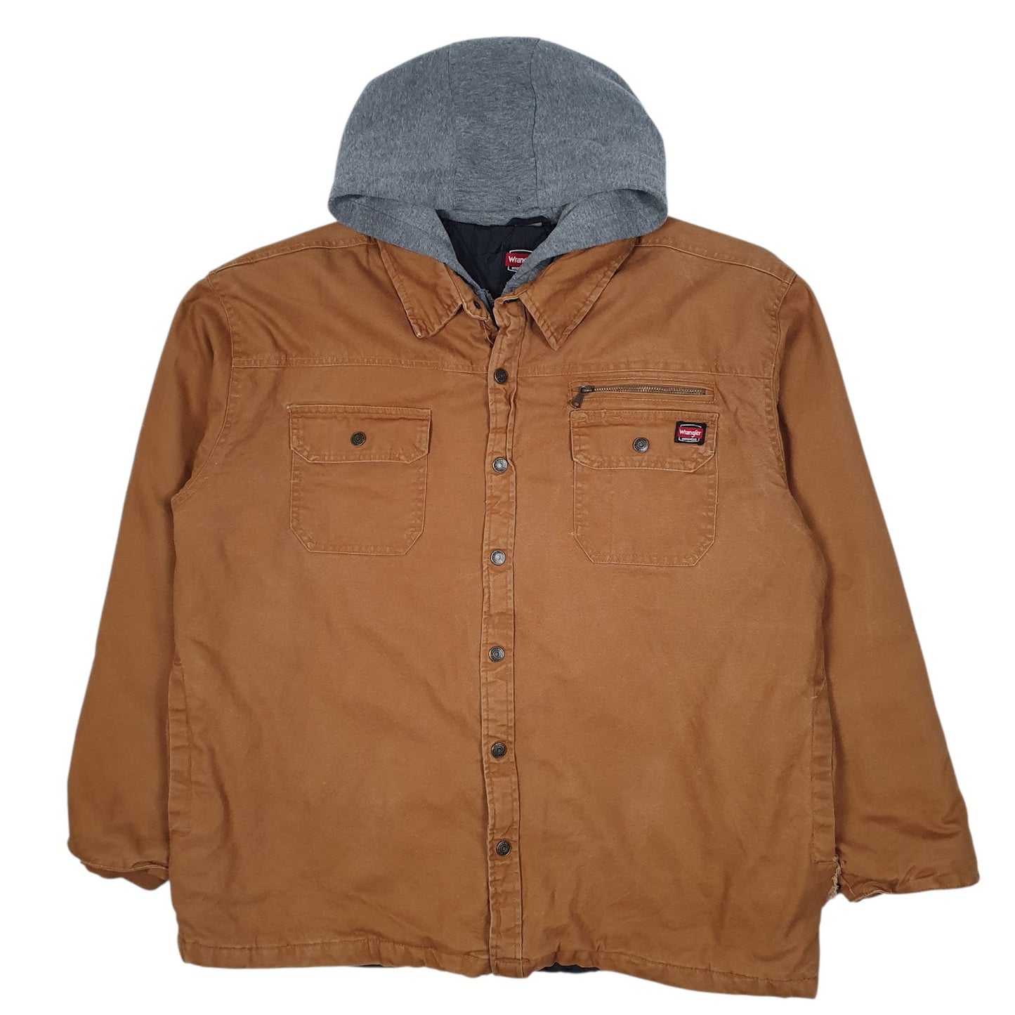 Mens Brown Wrangler Chore Bomber Hoodie  Coat