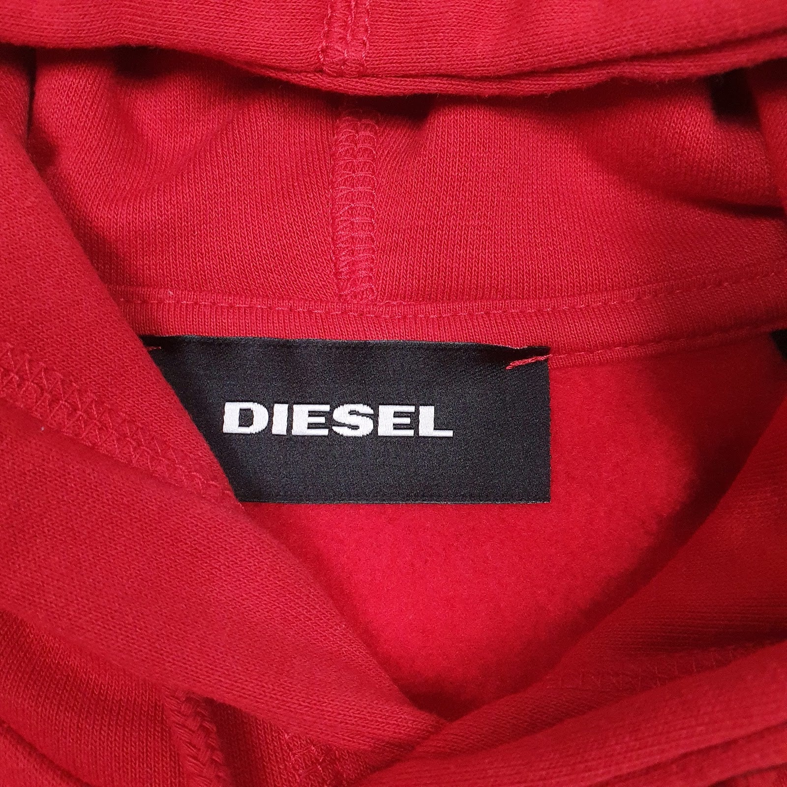 Mens Red Diesel Spellout Hoodie Jumper