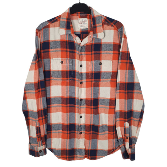 Mens Orange American Eagle Flannel Long Sleeve Shirt