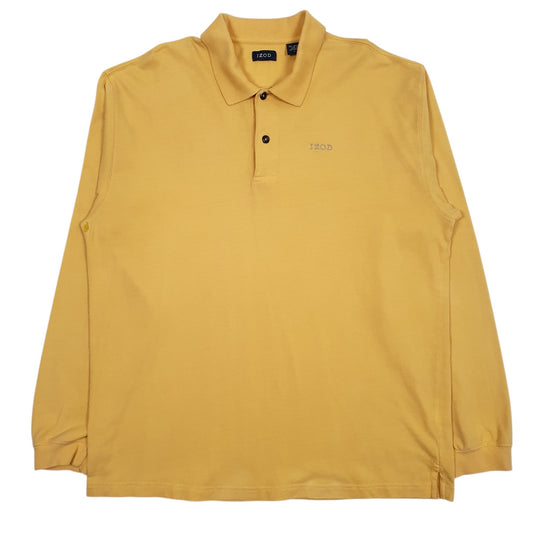 Mens Yellow Izod  Long Sleeve Polo Shirt