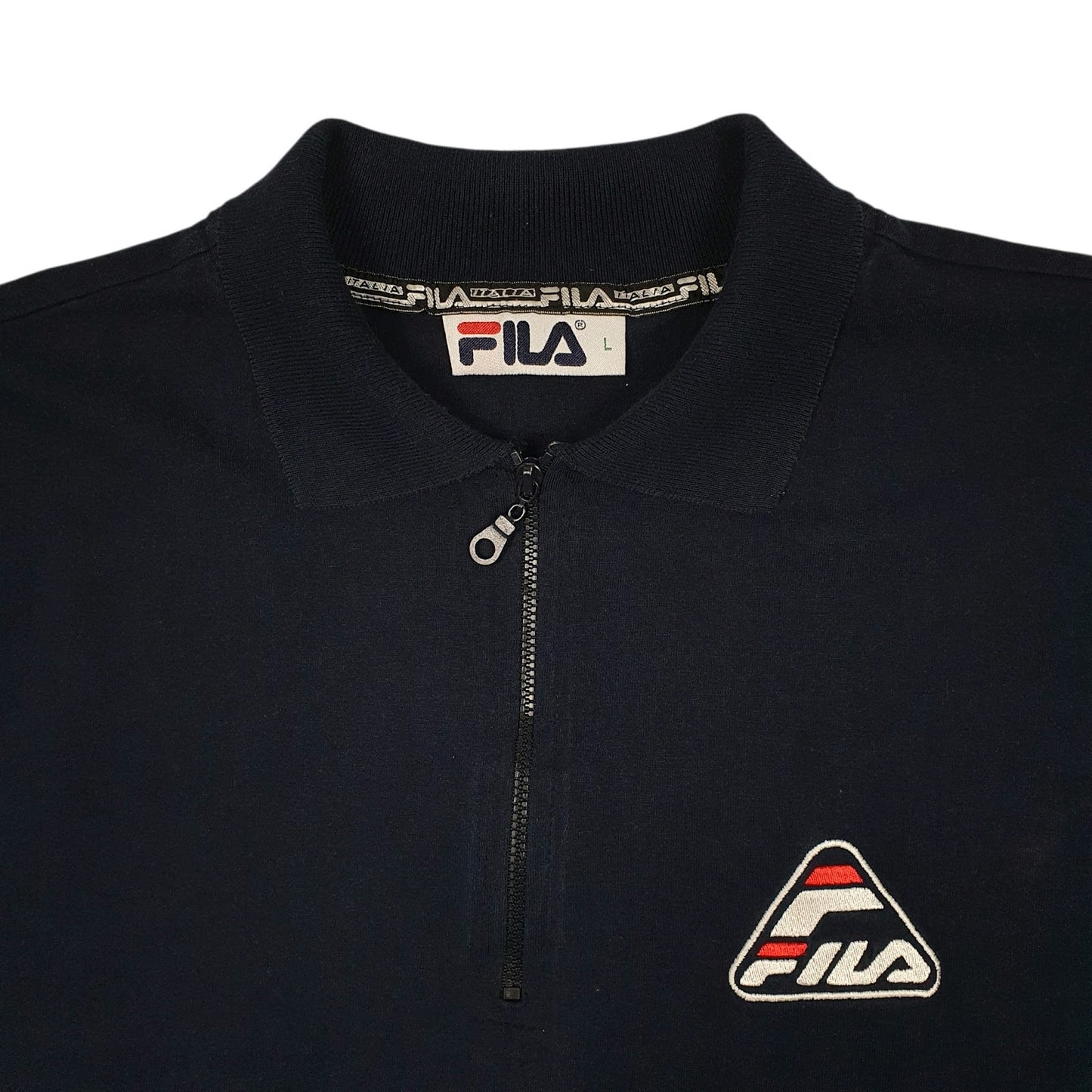 Mens Navy Fila  Cardigan Polo Shirt