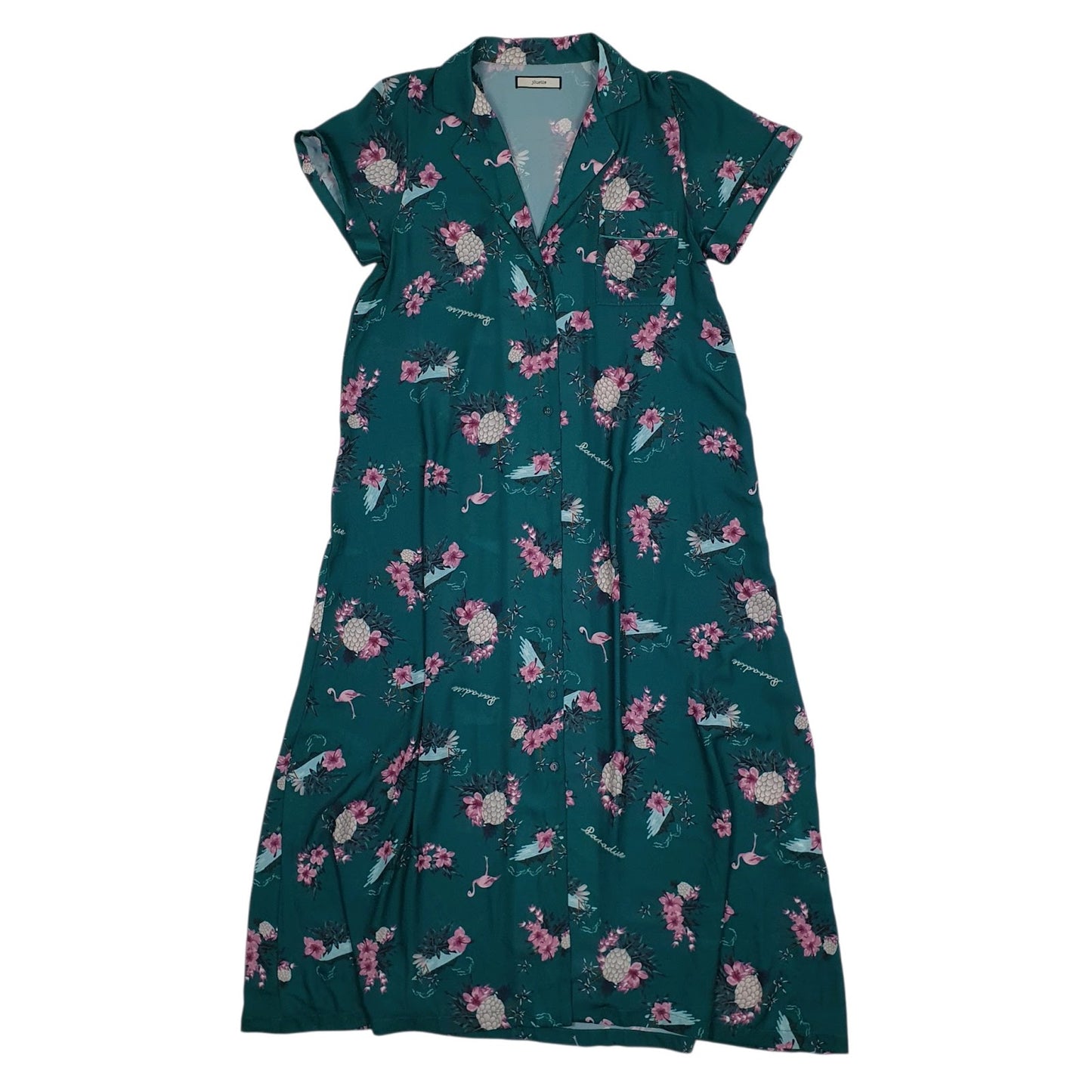 Womens Green Jouetie Flamingo Short Sleeve Dress
