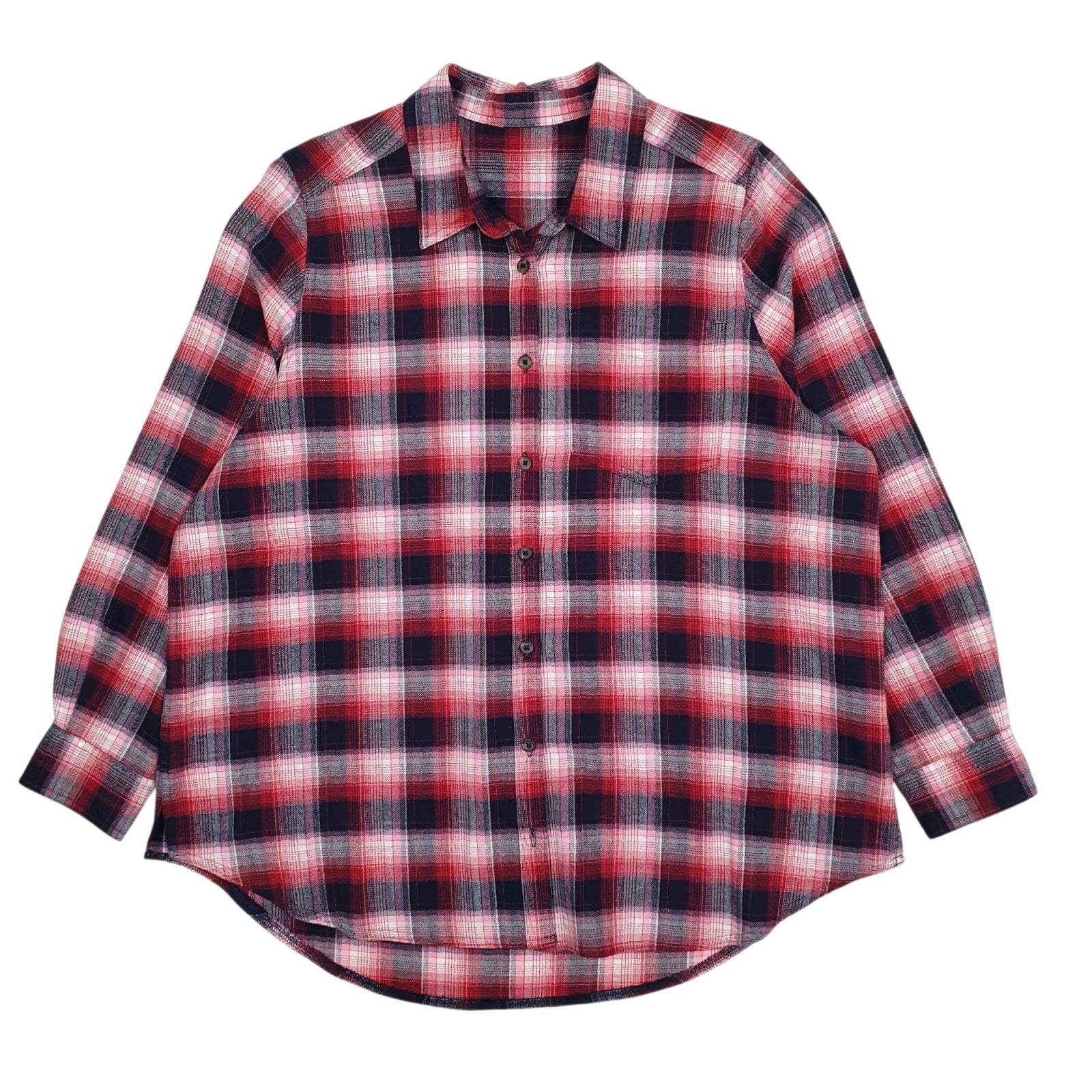 Womens Red M&S Plaid Long Sleeve Shirt