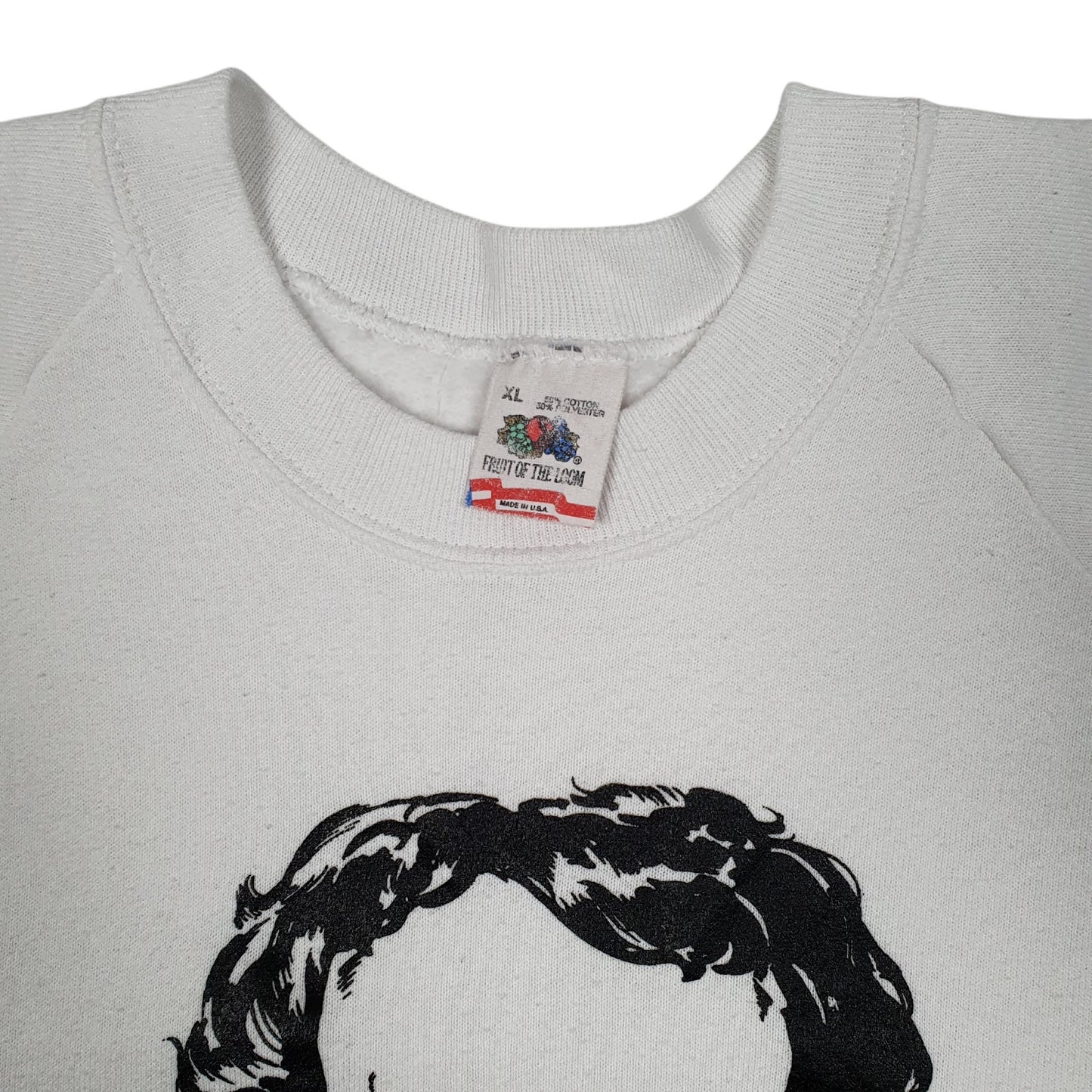 Mens White Fruit Of The Loom Edgar Allen Poe Vintage 90s Crewneck Jumper