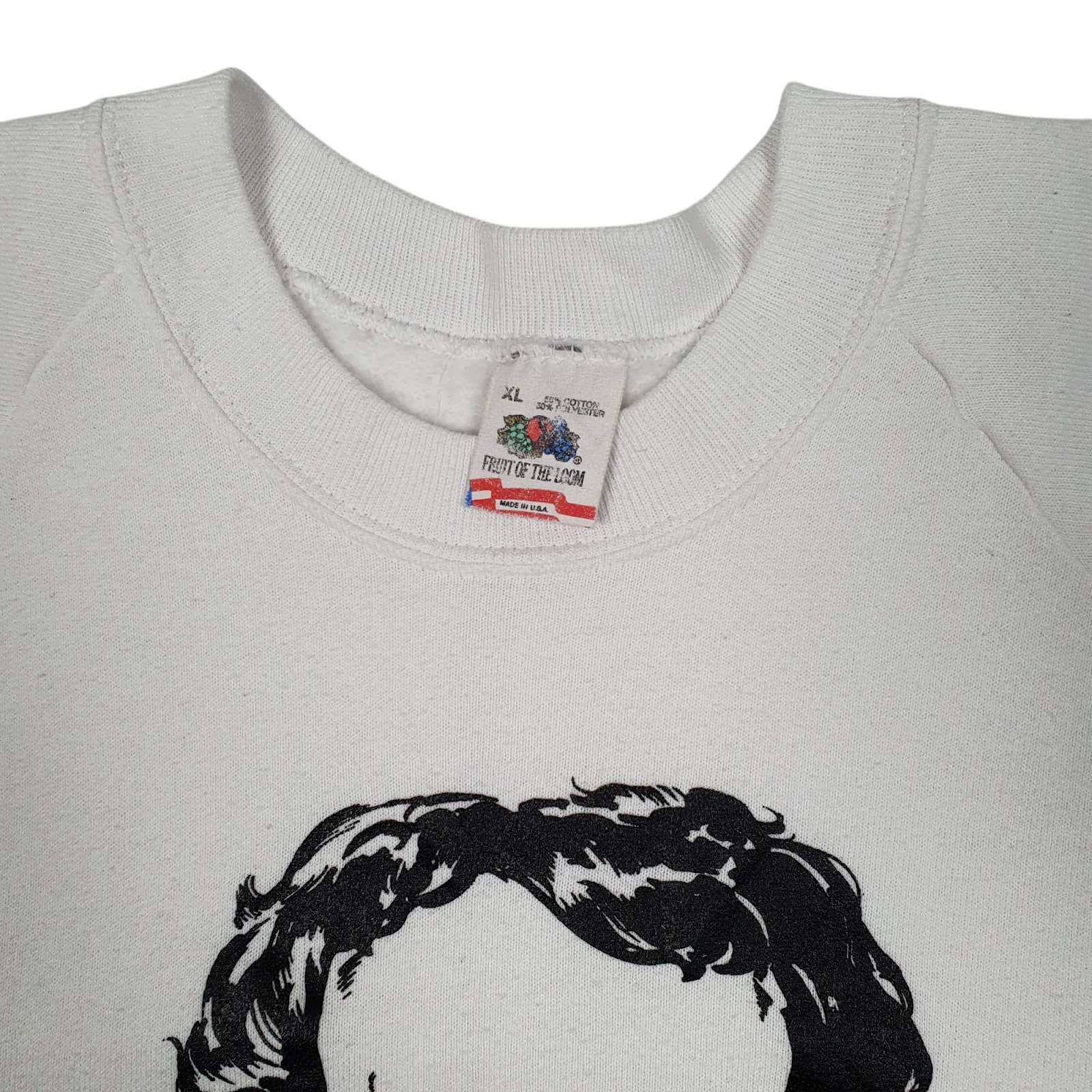 Mens White Fruit Of The Loom Edgar Allen Poe Vintage 90s Crewneck Jumper