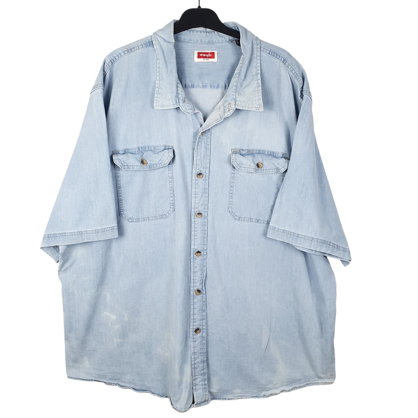 Mens Blue Wrangler  Short Sleeve Shirt