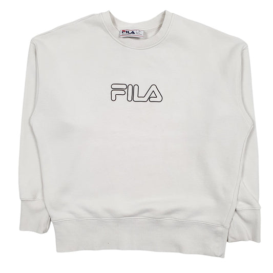 Womens White Fila  Crewneck Jumper
