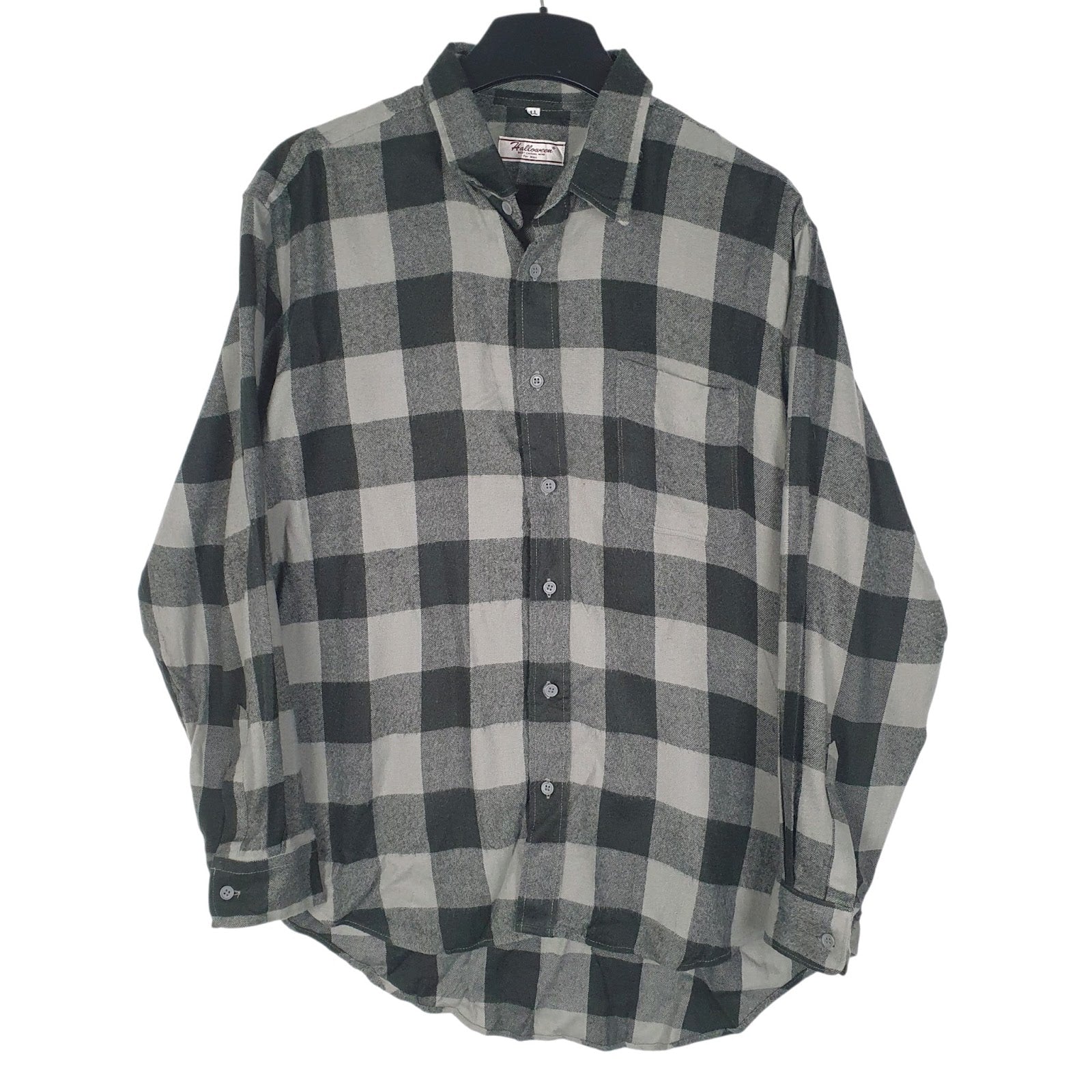 Mens Grey Halloween Flannel Long Sleeve Shirt