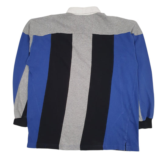 Mens Blue John Ashford Rugby Oversized Crewneck Polo Shirt