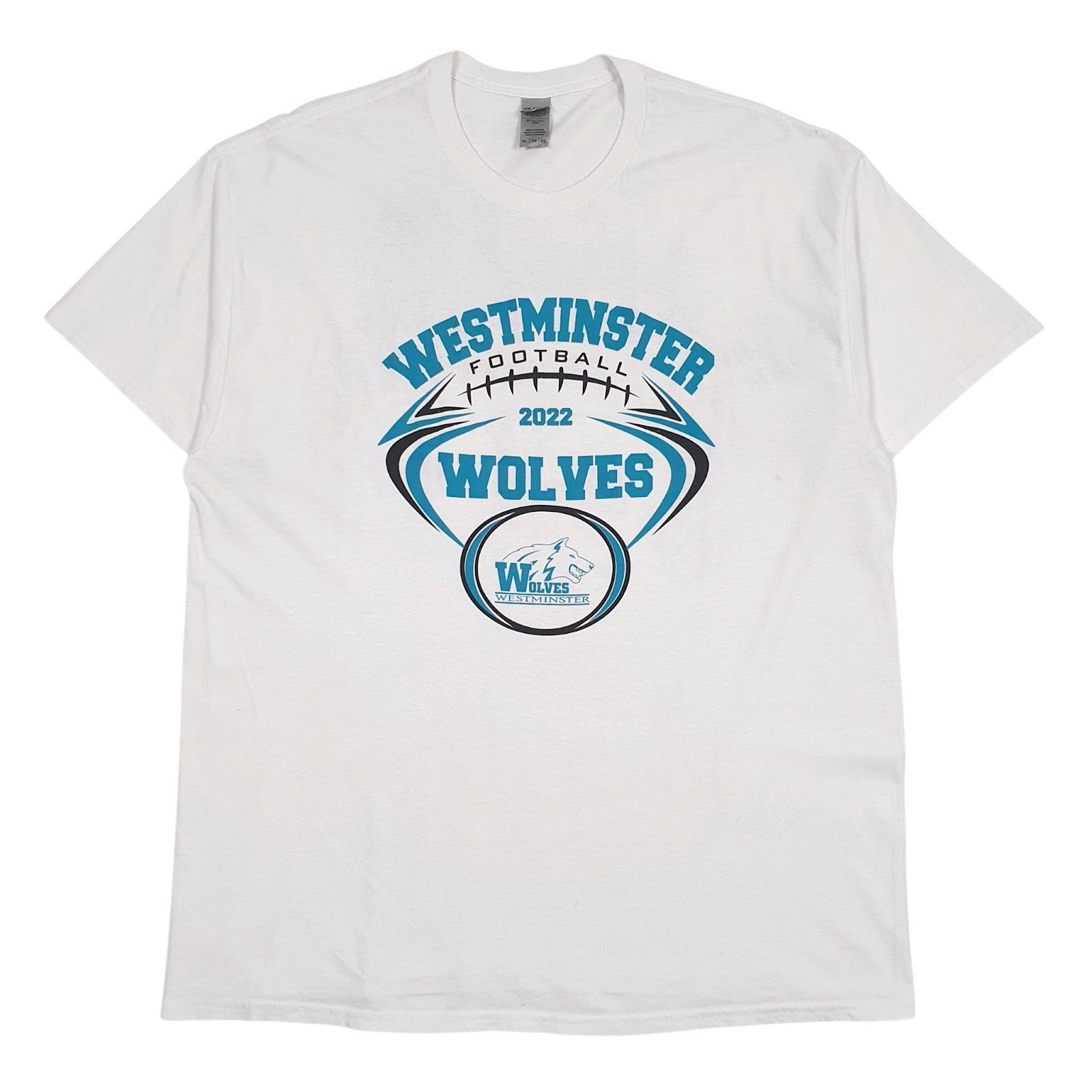 Mens White Gildan Westminster Wolves Football Short Sleeve T Shirt