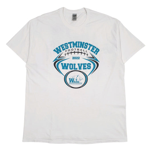 Mens White Gildan Westminster Wolves Football Short Sleeve T Shirt