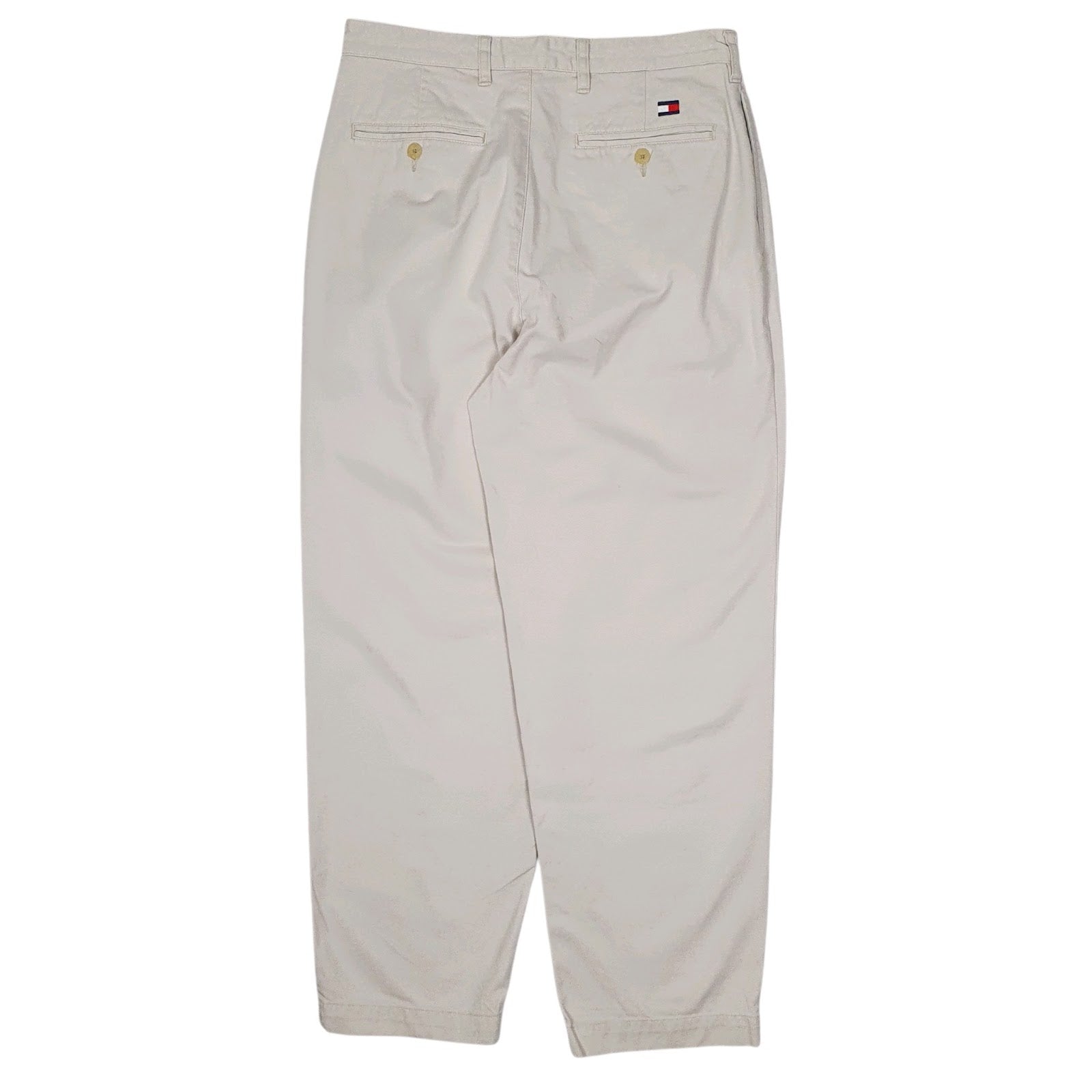 Mens Cream Tommy Hilfiger Double Pleated Vintage 90s  Trousers