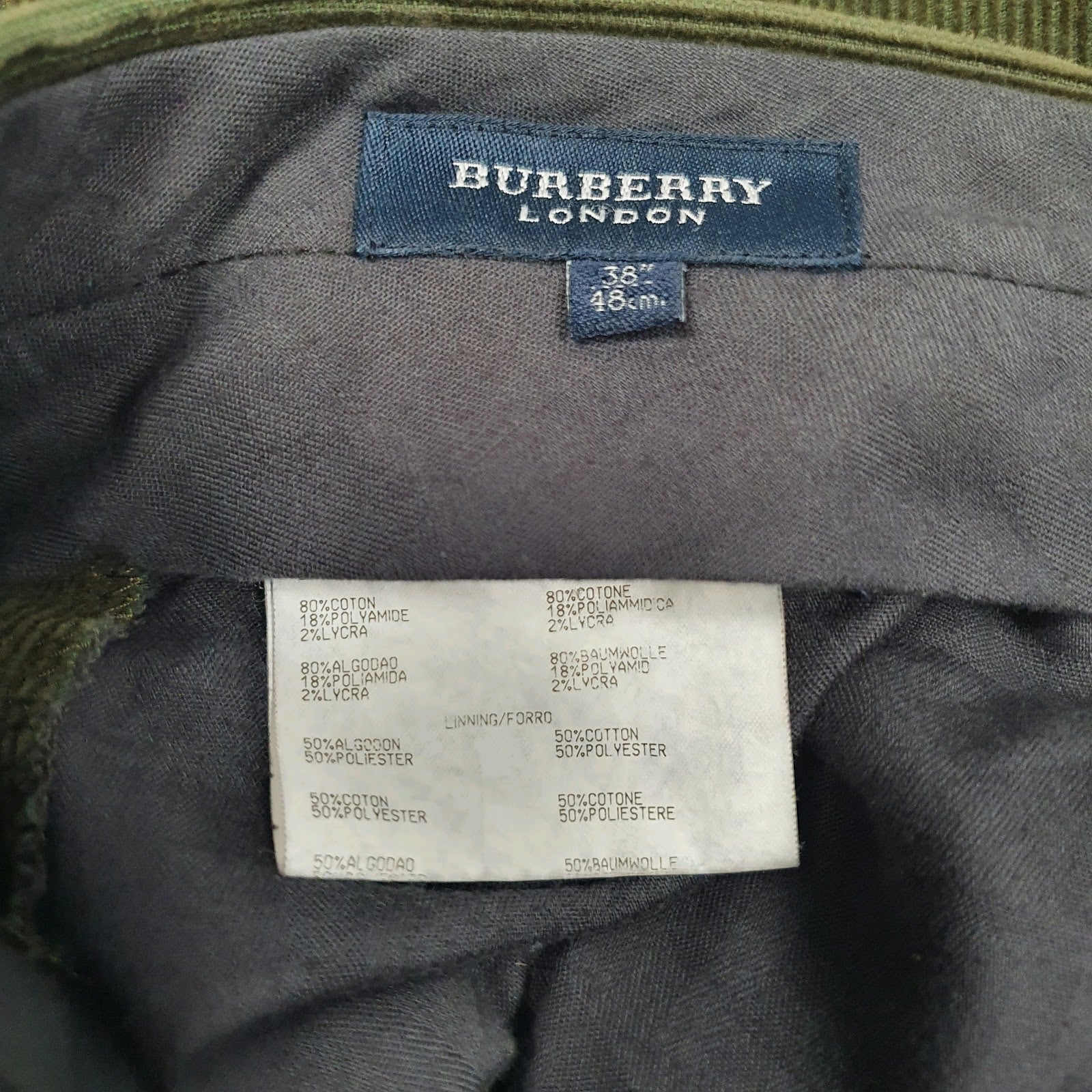 Mens Green Burberry Pleated  Trousers