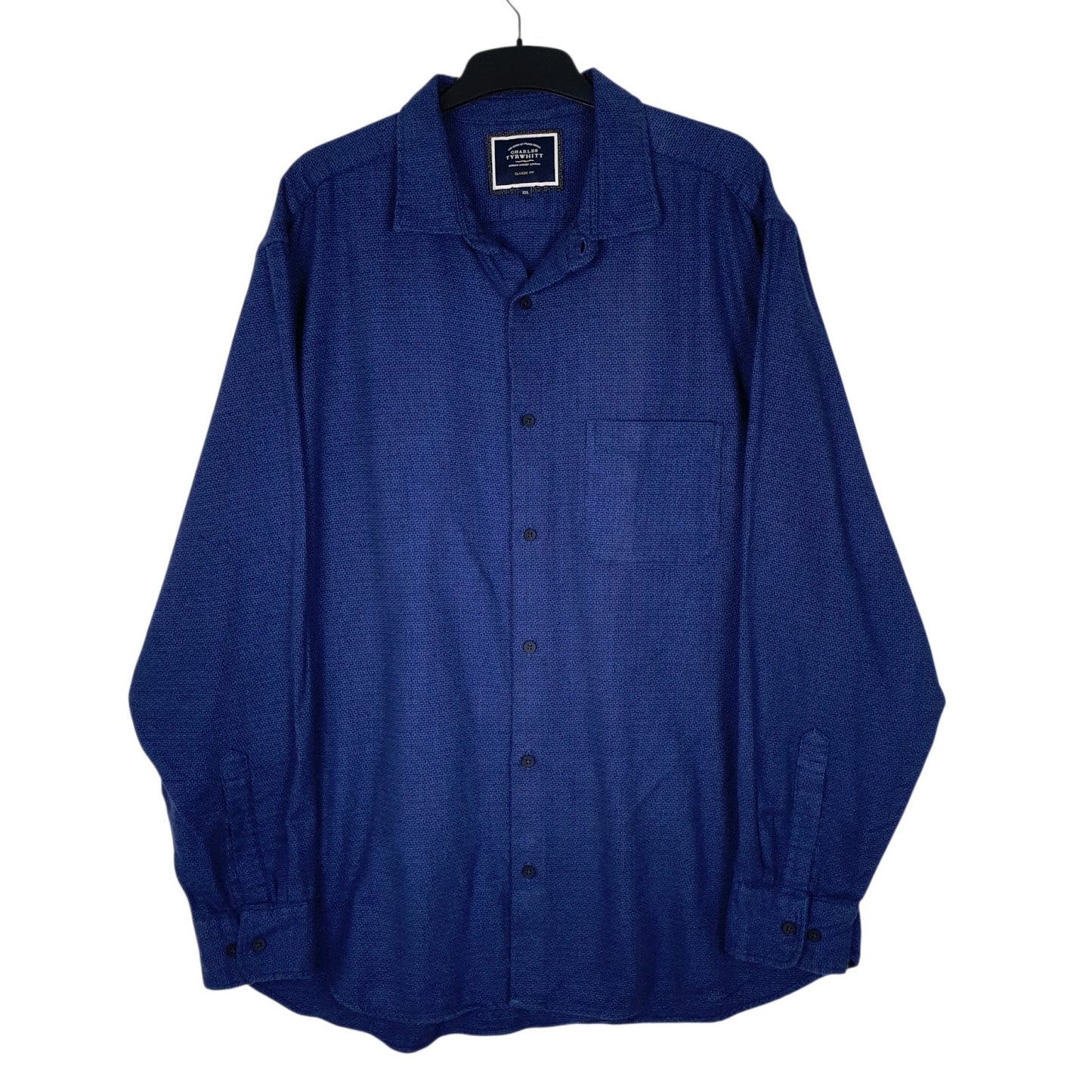 Mens Navy Charles Tyrwhitt Heavyweight Flannel Long Sleeve Shirt