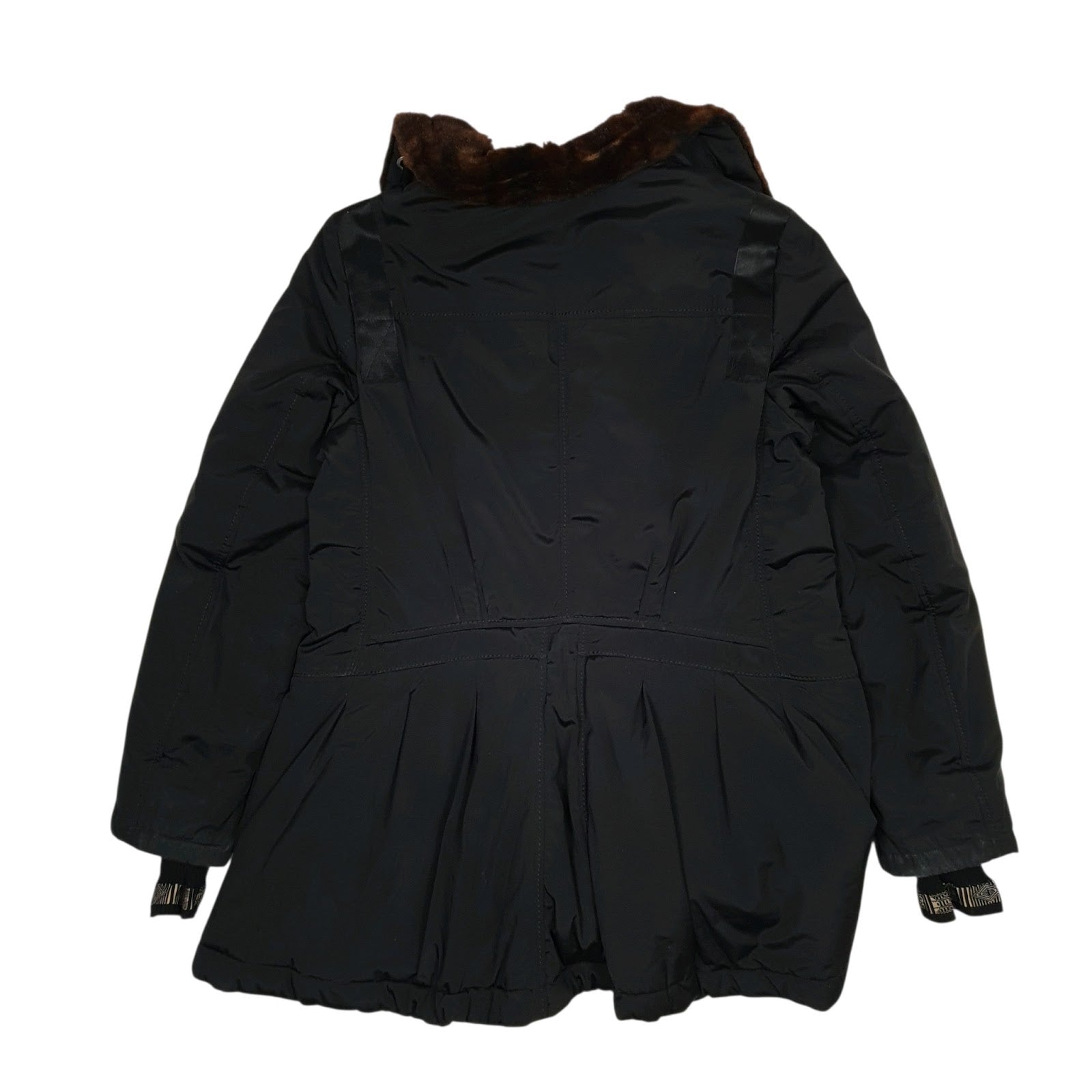 Womens Black Marithe Francoise Girbaud Fur Lined Trench  Coat