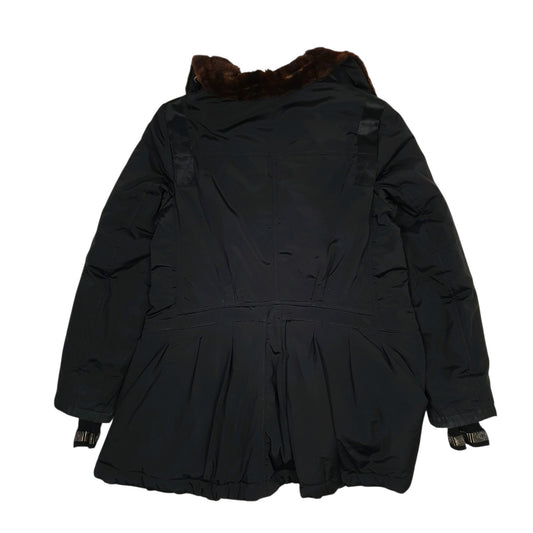 Womens Black Marithe Francoise Girbaud Fur Lined Trench  Coat