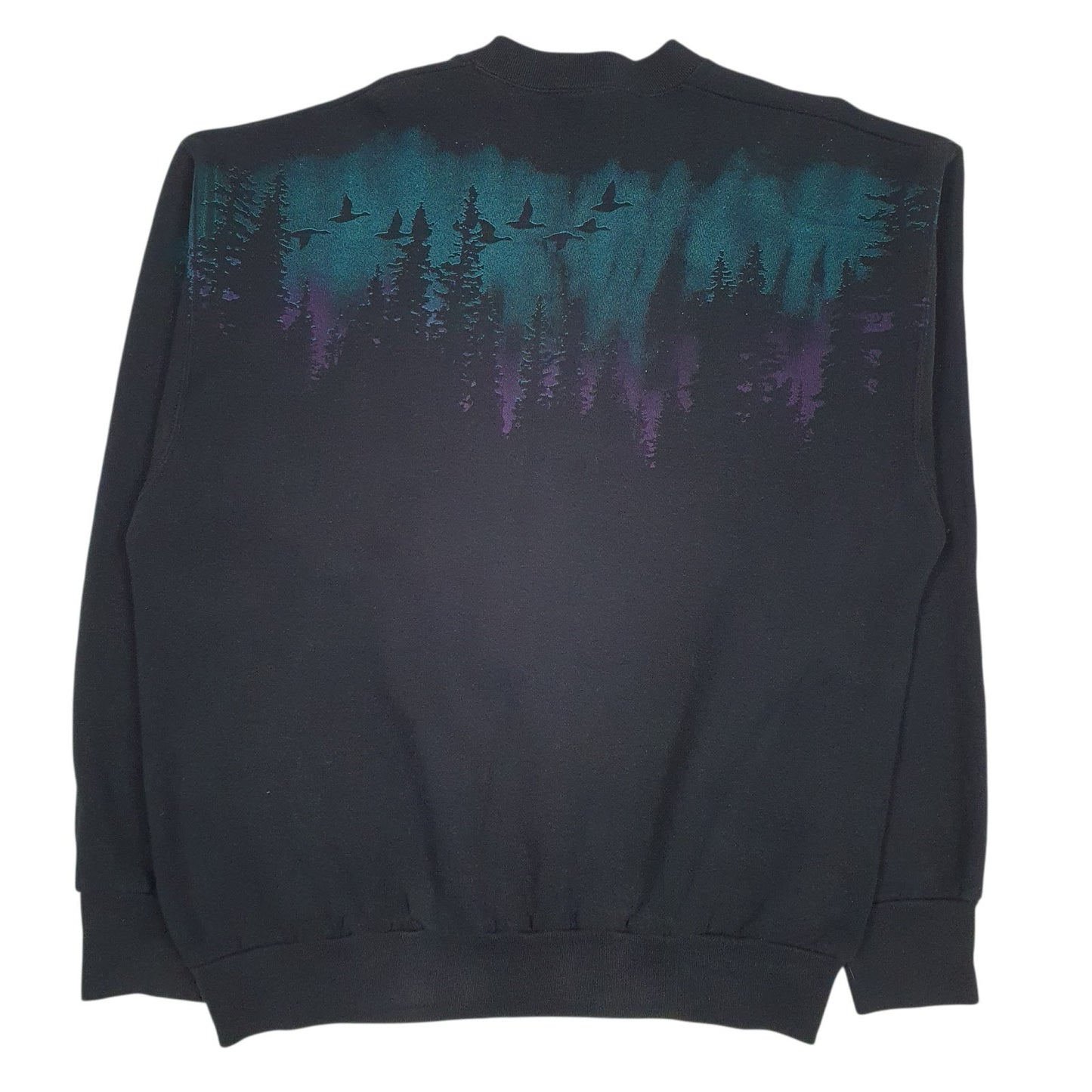 Mens Black Fruit Of The Loom Graphic Vintage Crewneck Jumper