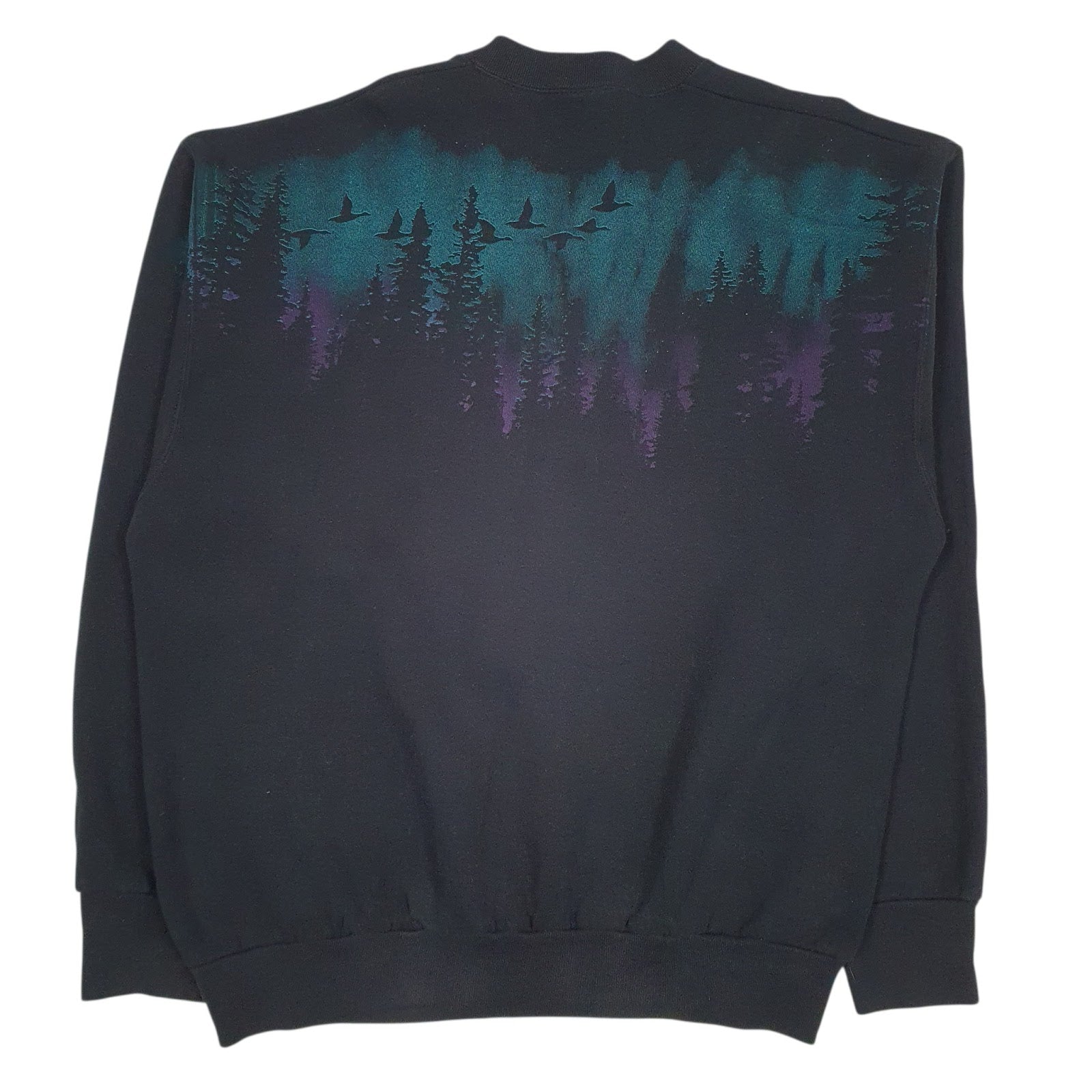 Mens Black Fruit Of The Loom Graphic Vintage Crewneck Jumper