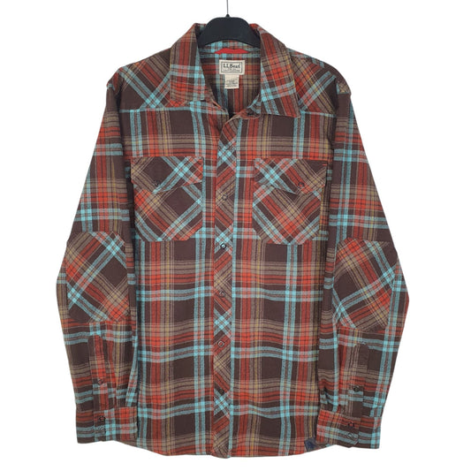 Mens Brown L.L.Bean Flannel Long Sleeve Shirt