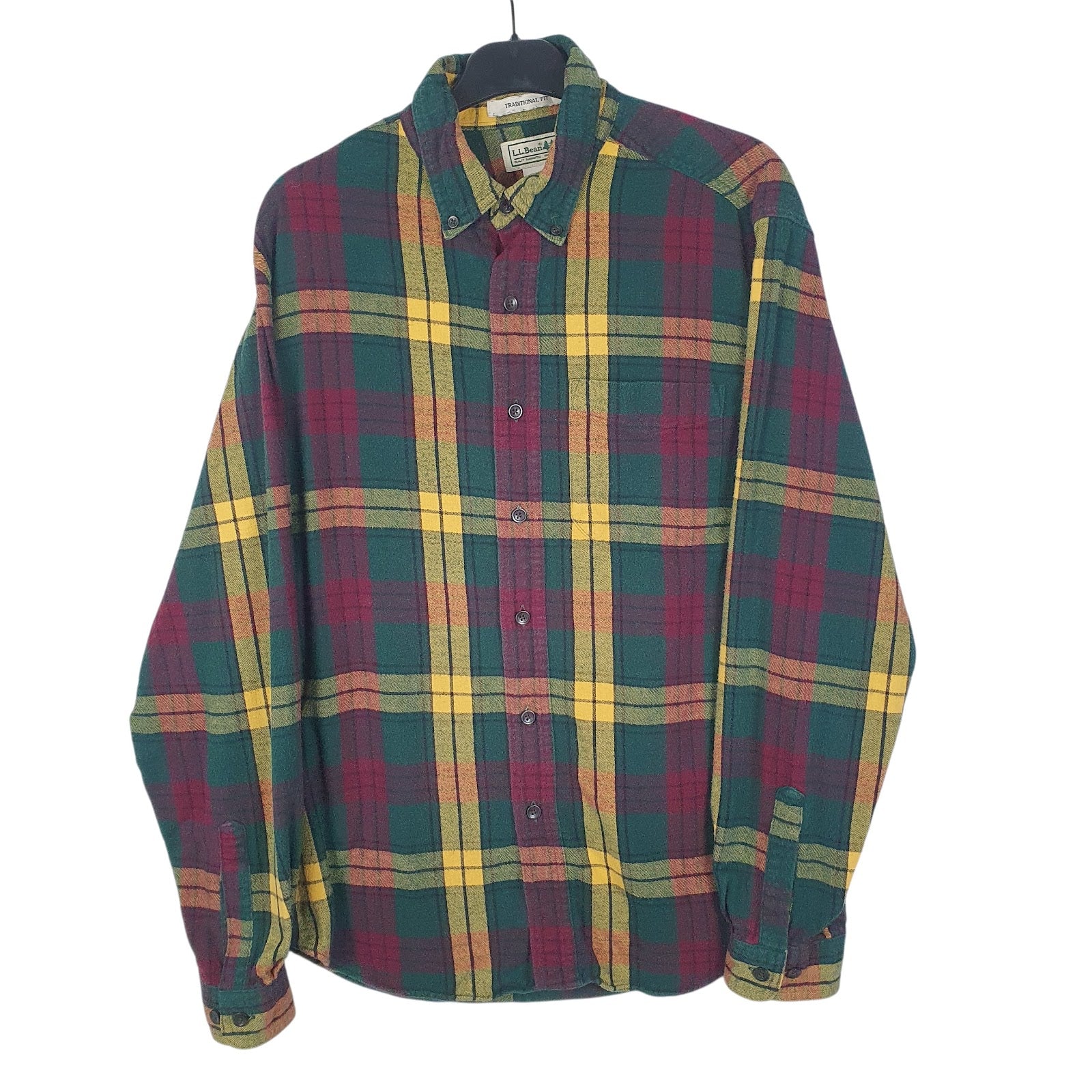 Mens Green L.L.Bean Flannel Long Sleeve Shirt