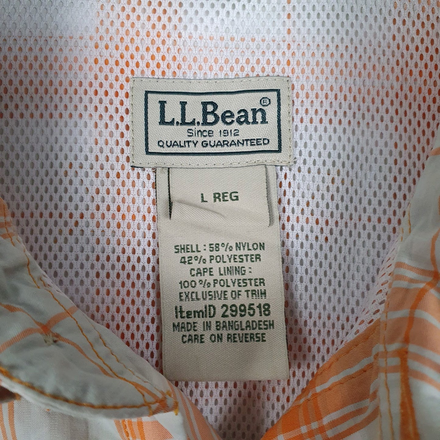 Mens Orange L.L.Bean Active Wear  Shirt