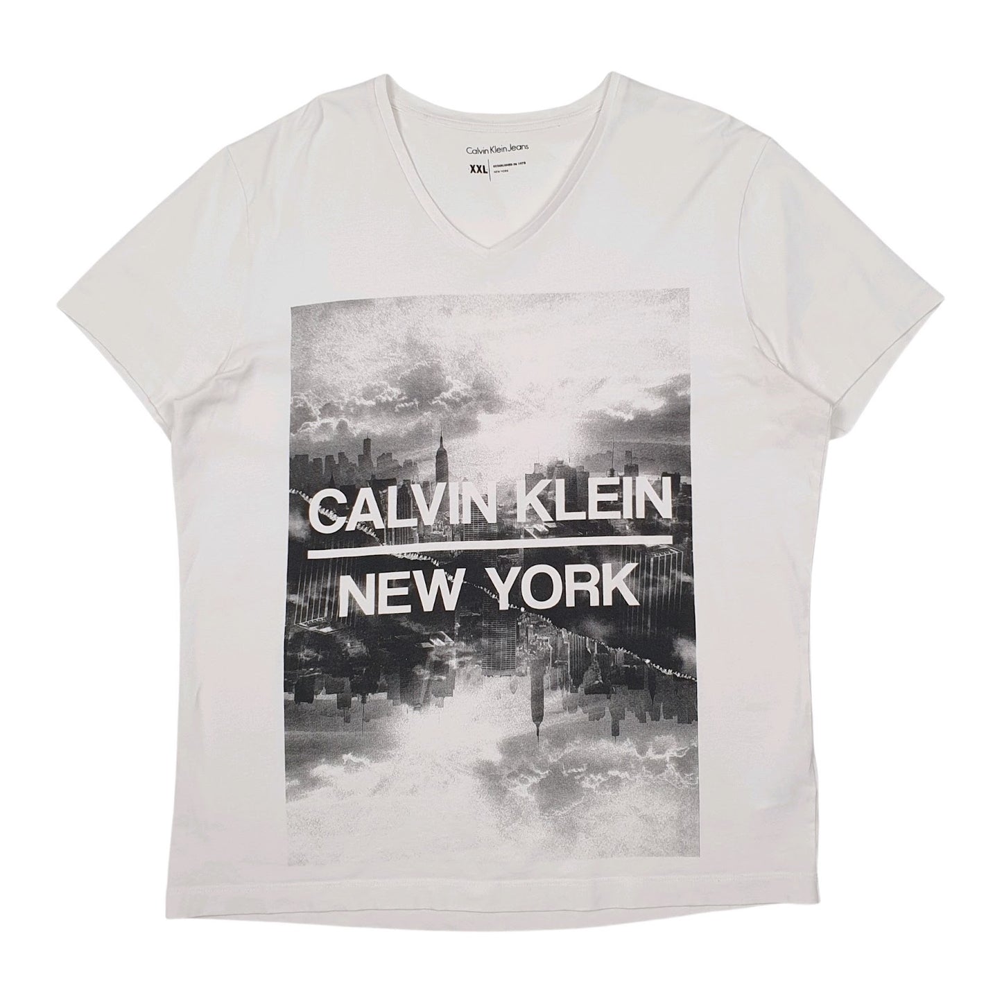 Mens White Calvin Klein  Short Sleeve T Shirt
