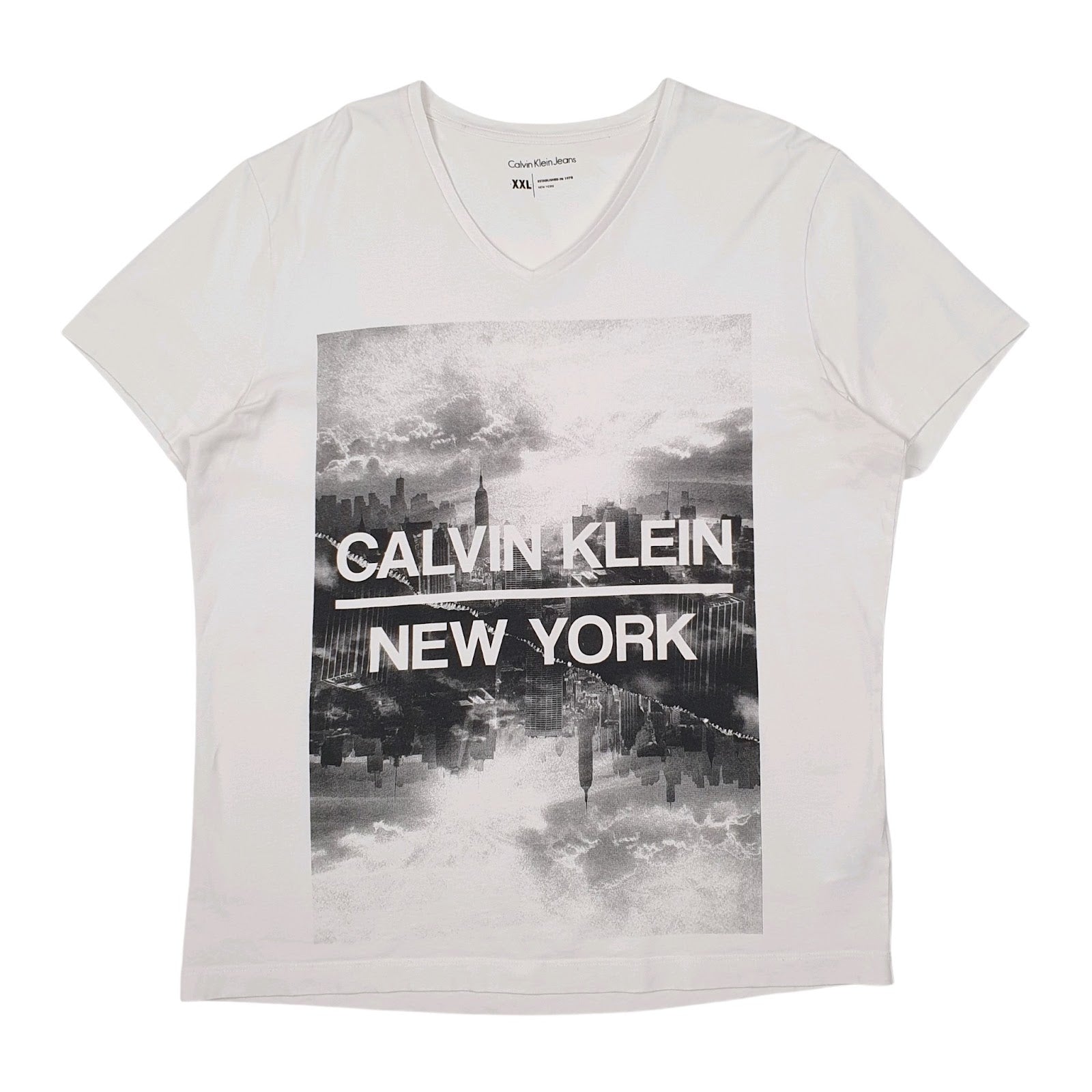 Mens White Calvin Klein  Short Sleeve T Shirt