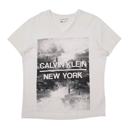 Mens White Calvin Klein  Short Sleeve T Shirt