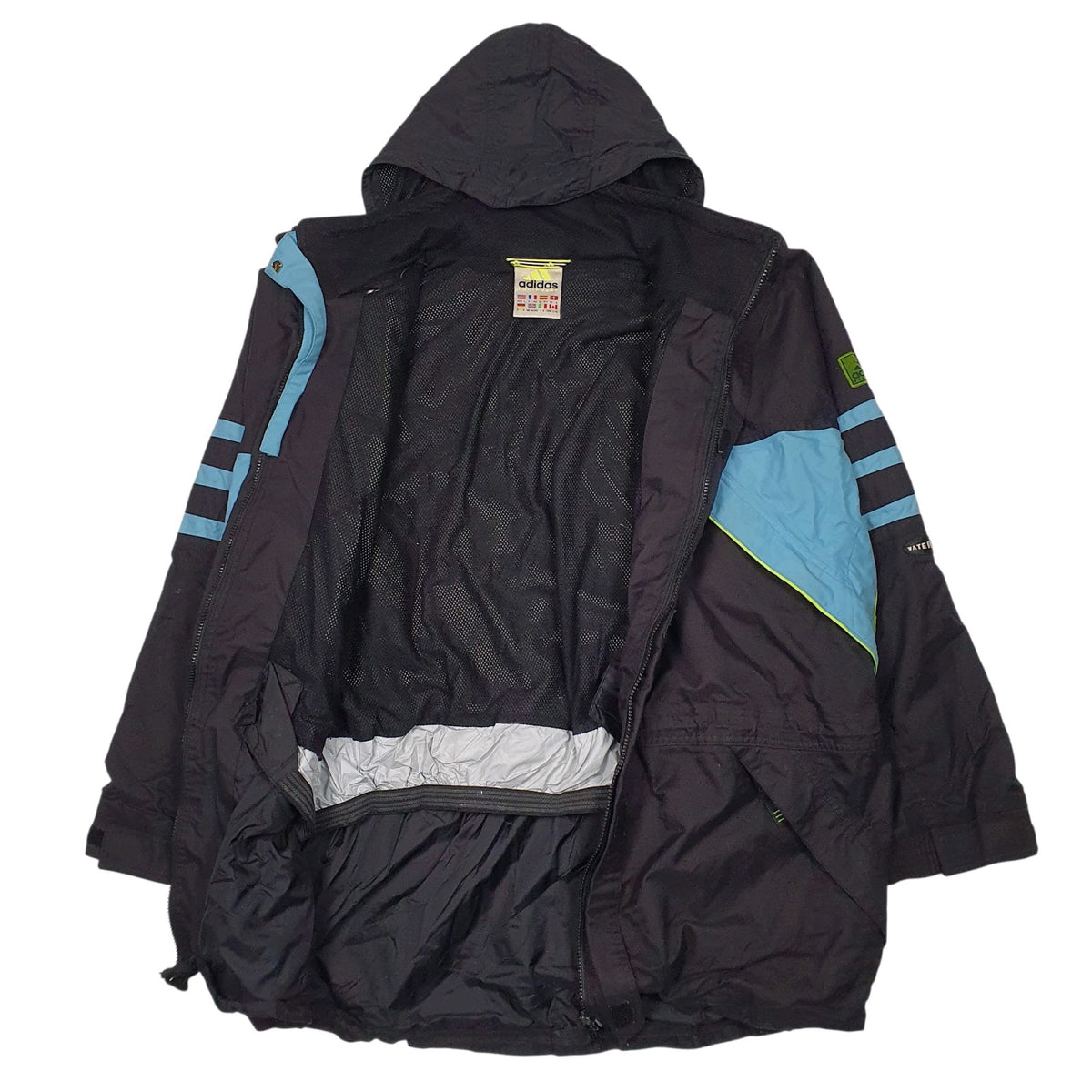 Mens Black Adidas Vintage 90s Equipment  Coat
