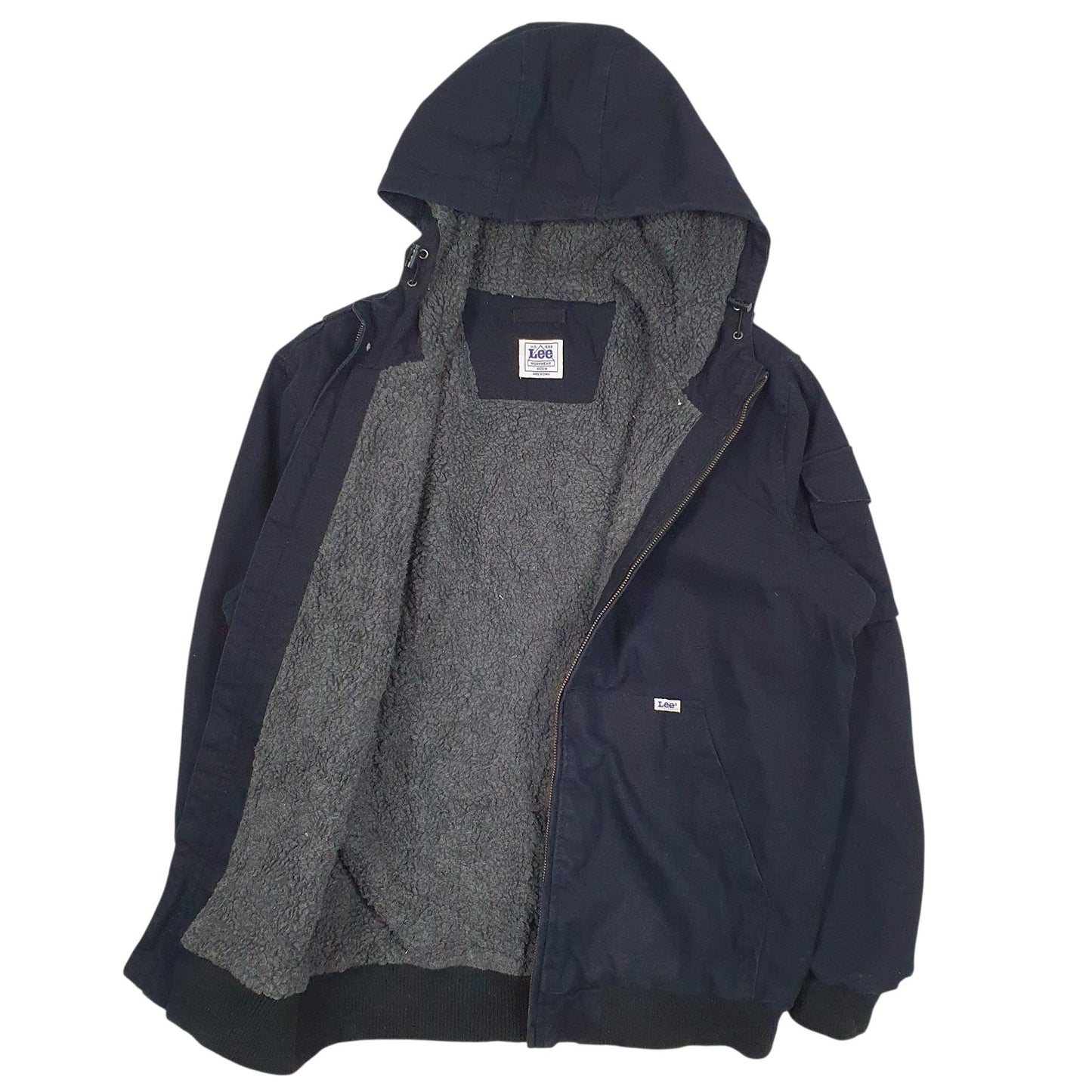 Mens Navy Lee Sherpa Lined  Coat