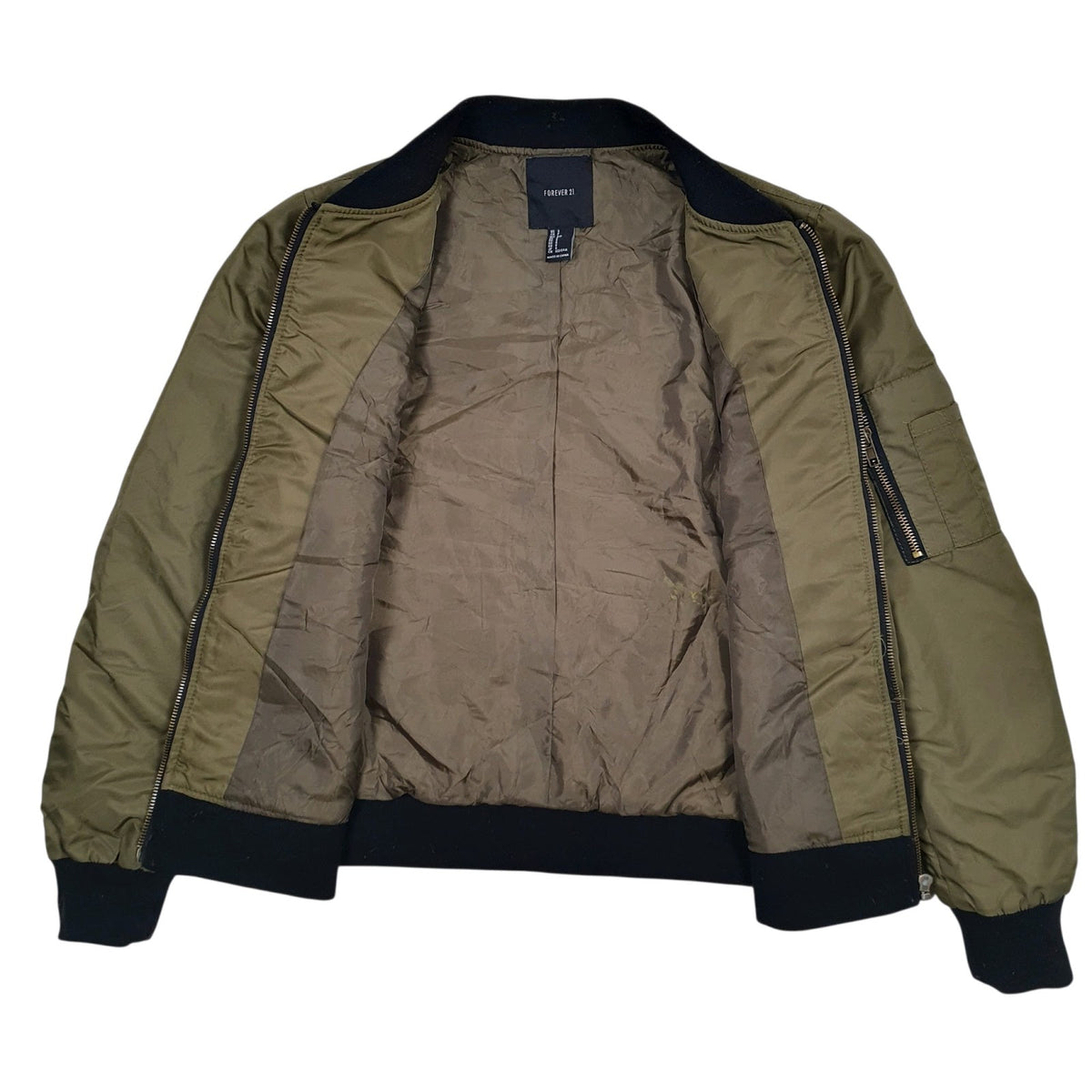 Womens Green Forever 21 Bomber Flight  Coat