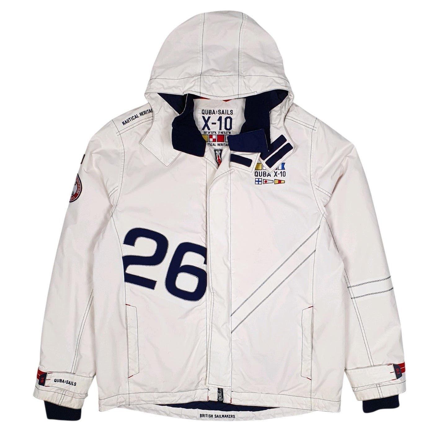 Mens White Quba Sails Sailing Nautical  Coat