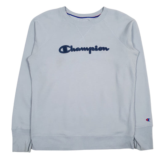 Mens Blue Champion Spellout Crewneck Jumper