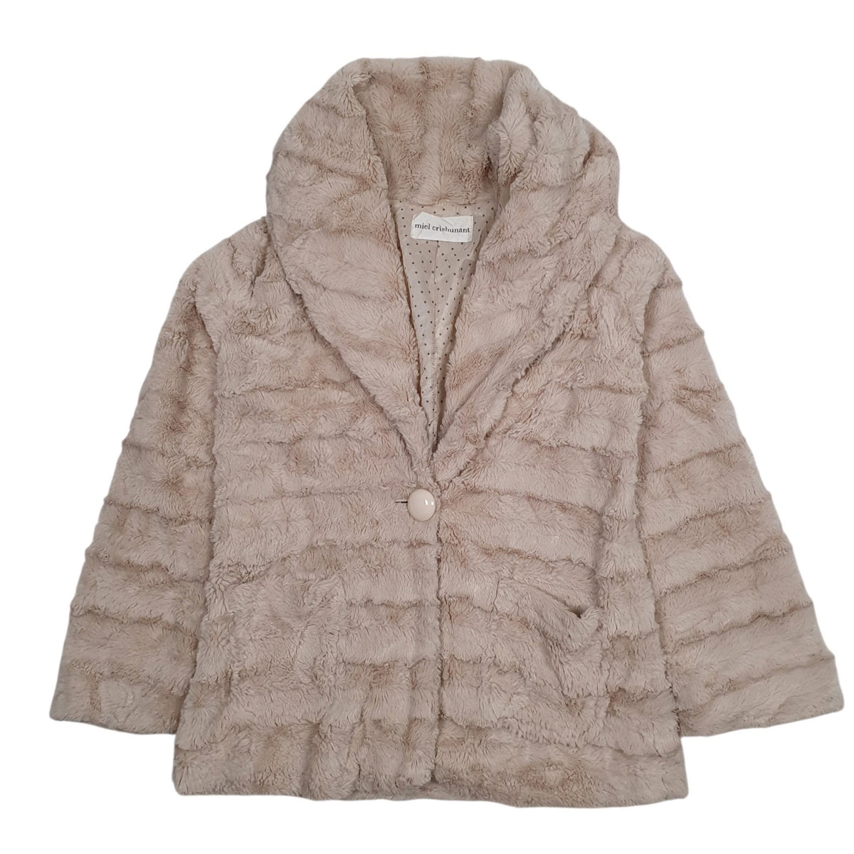 Womens Pink Miel Crushanant Fluffy Faux Fur  Coat