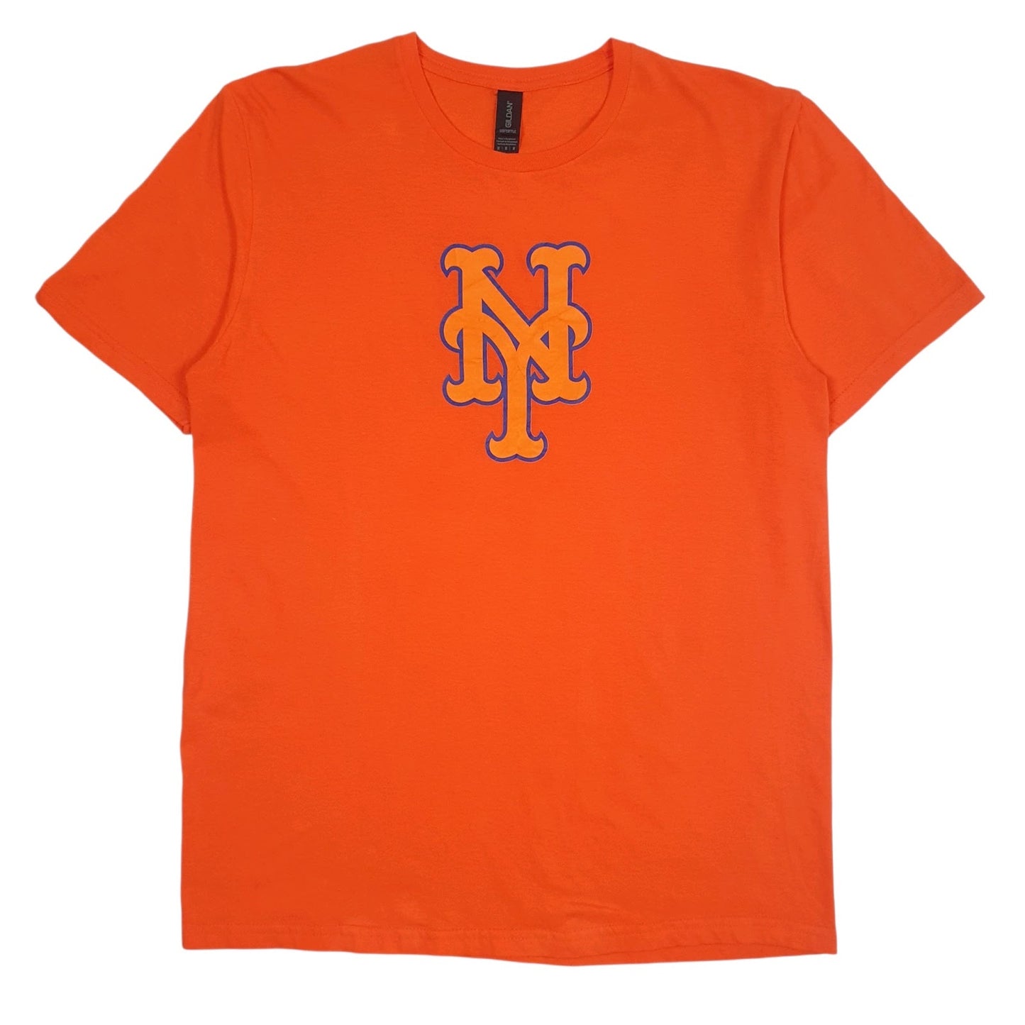 Mens Orange Gildan MLB New York Mets Short Sleeve T Shirt