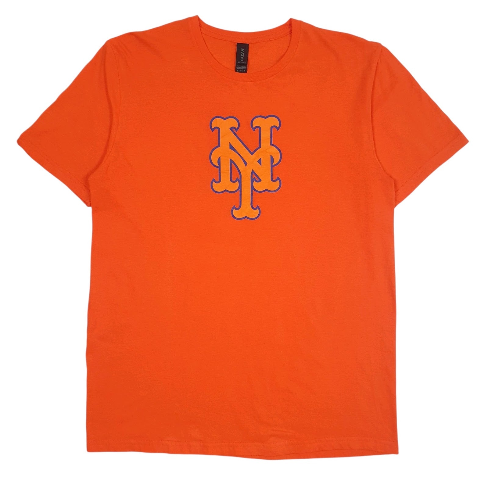 Mens Orange Gildan MLB New York Mets Short Sleeve T Shirt
