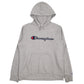 Mens Grey Champion Spellout Hoodie Jumper