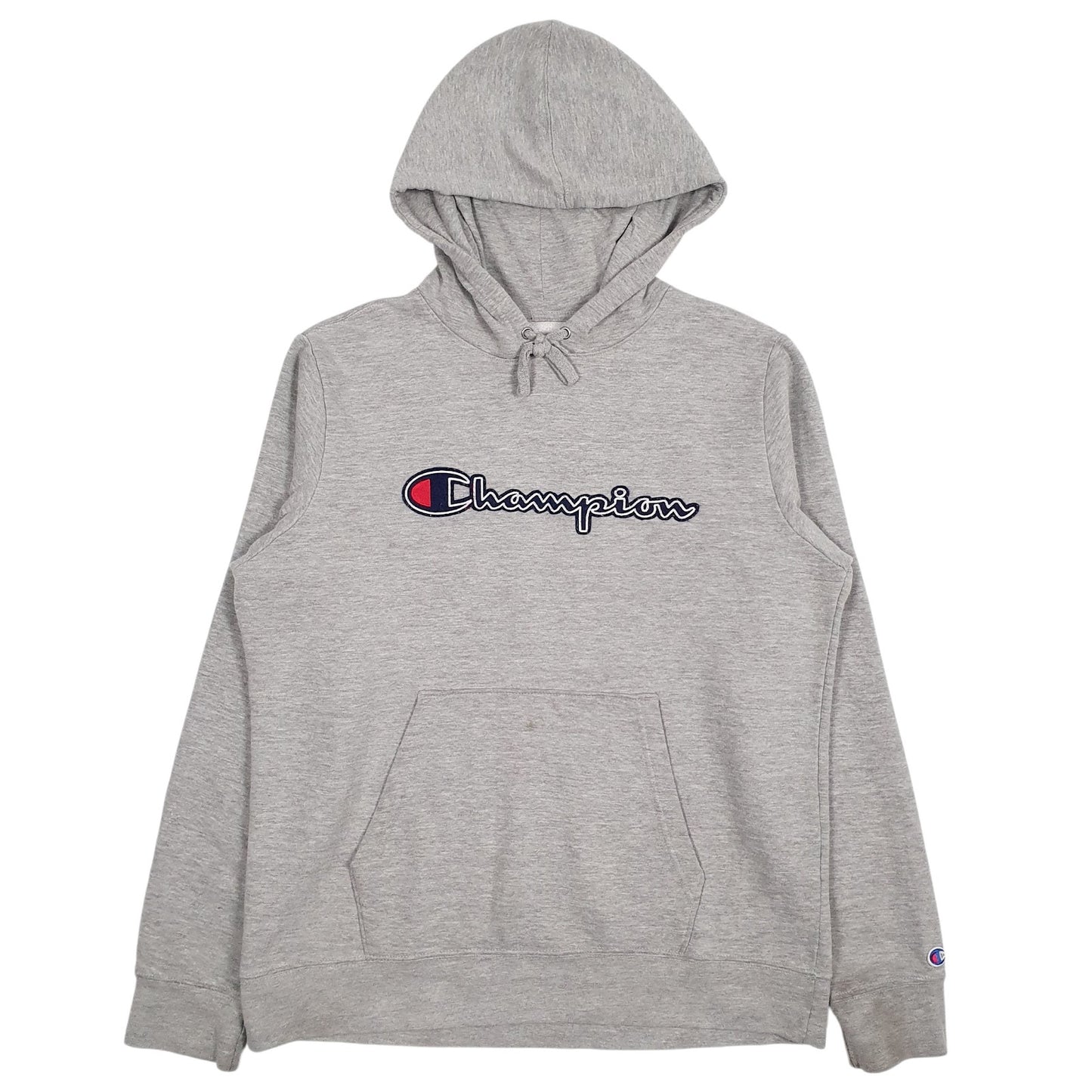 Mens Grey Champion Spellout Hoodie Jumper