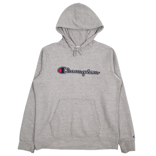 Mens Grey Champion Spellout Hoodie Jumper