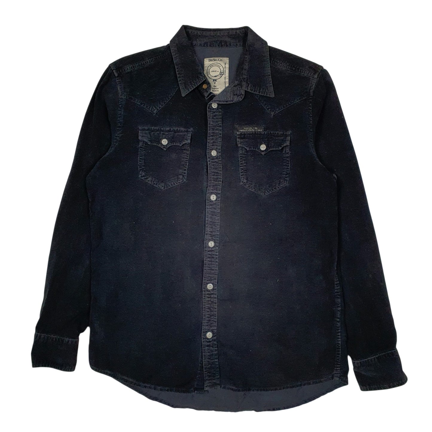 Mens Navy Diesel Corduroy Long Sleeve Shirt