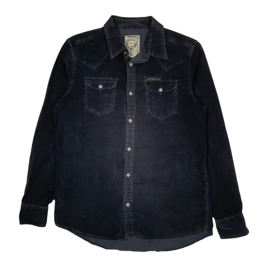 Mens Navy Diesel Corduroy Long Sleeve Shirt