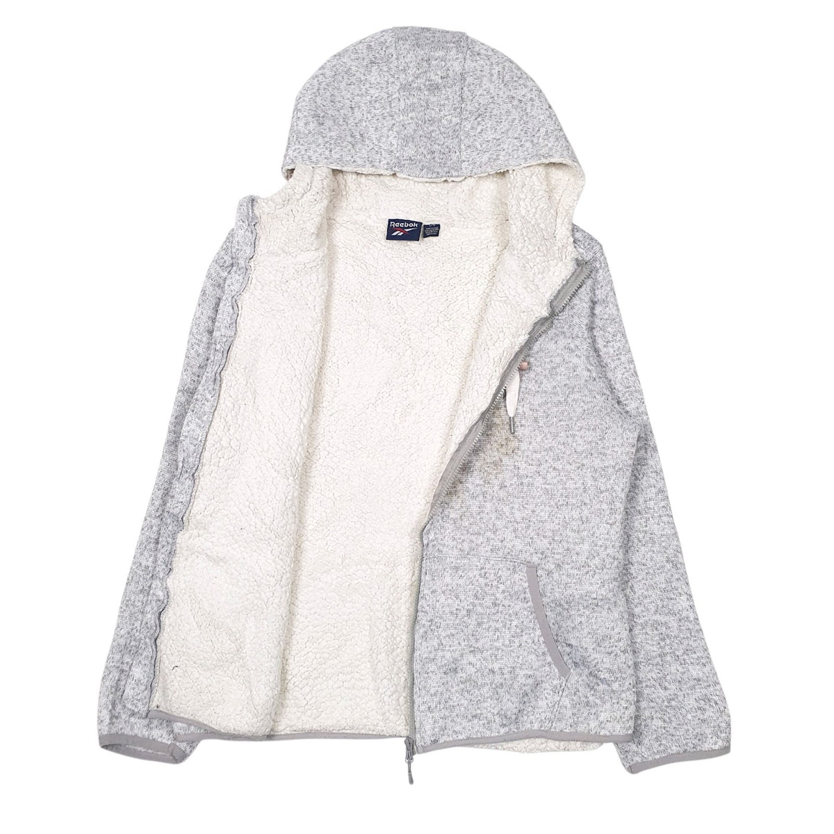 Womens Grey Reebok Sherpa Lining Full Zip Jumper